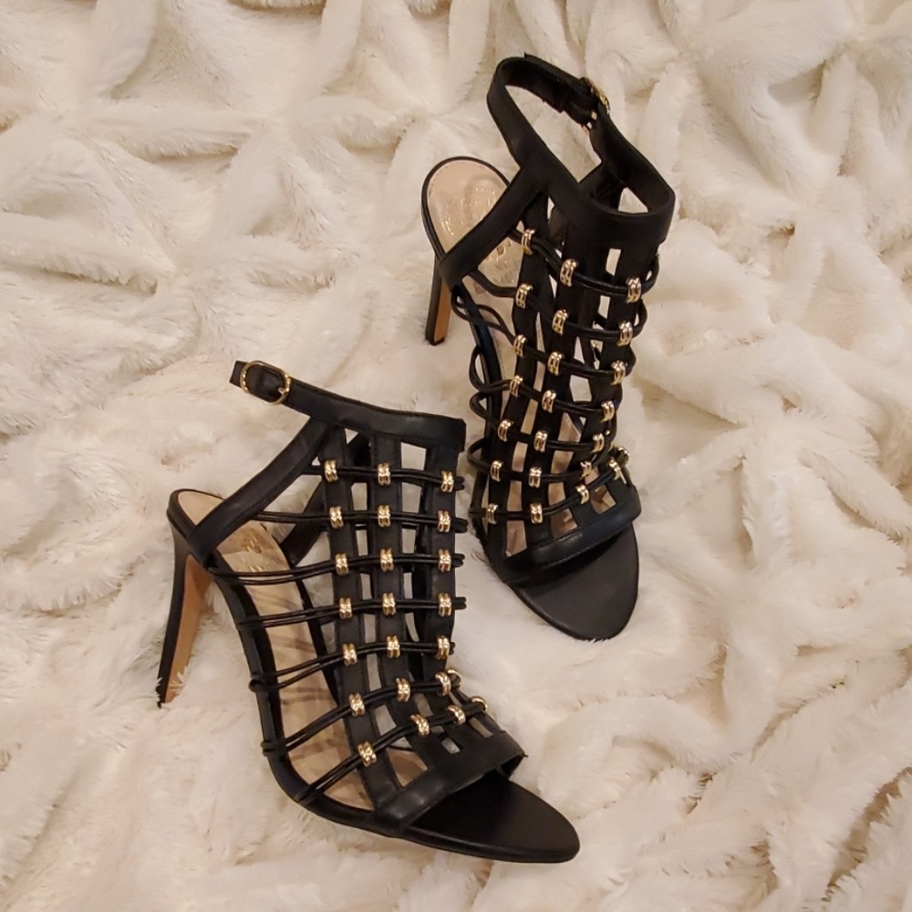 Vince Camuto Kalare Caged black with gold accents